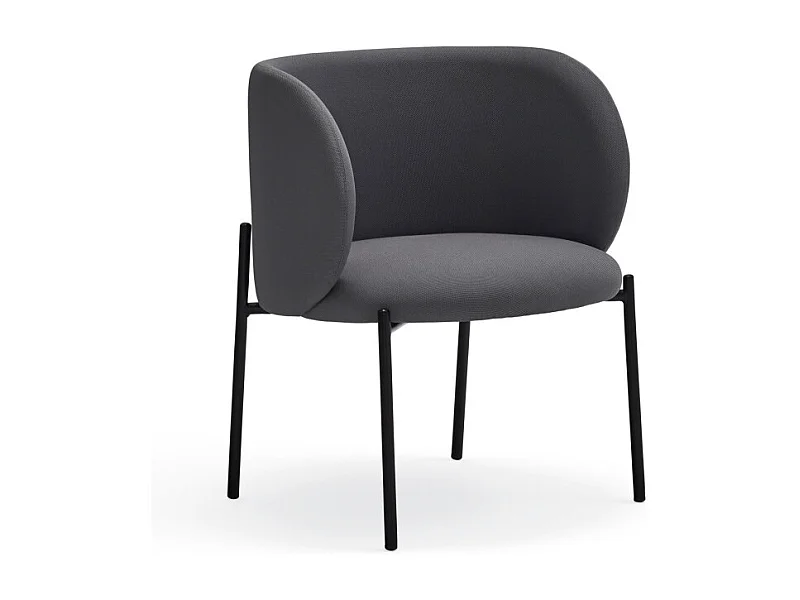 Fauteuil design arrondi en tissu pieds métal noir MOGI