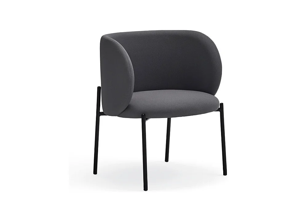 Fauteuil design arrondi en tissu pieds métal noir MOGI