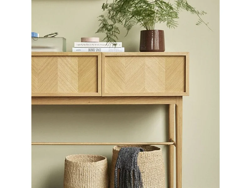 Console 3 tiroirs motif chevrons en bois  PAMILA