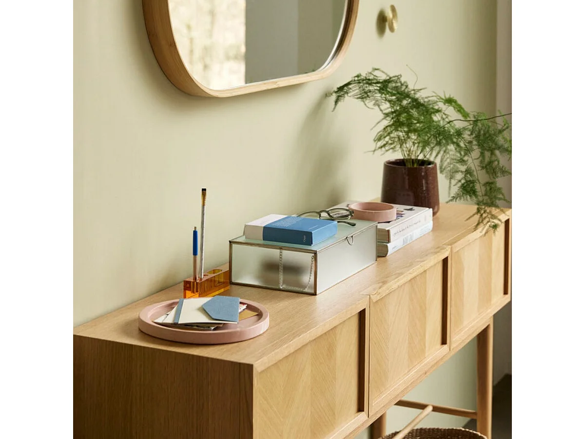 Console 3 tiroirs motif chevrons en bois  PAMILA