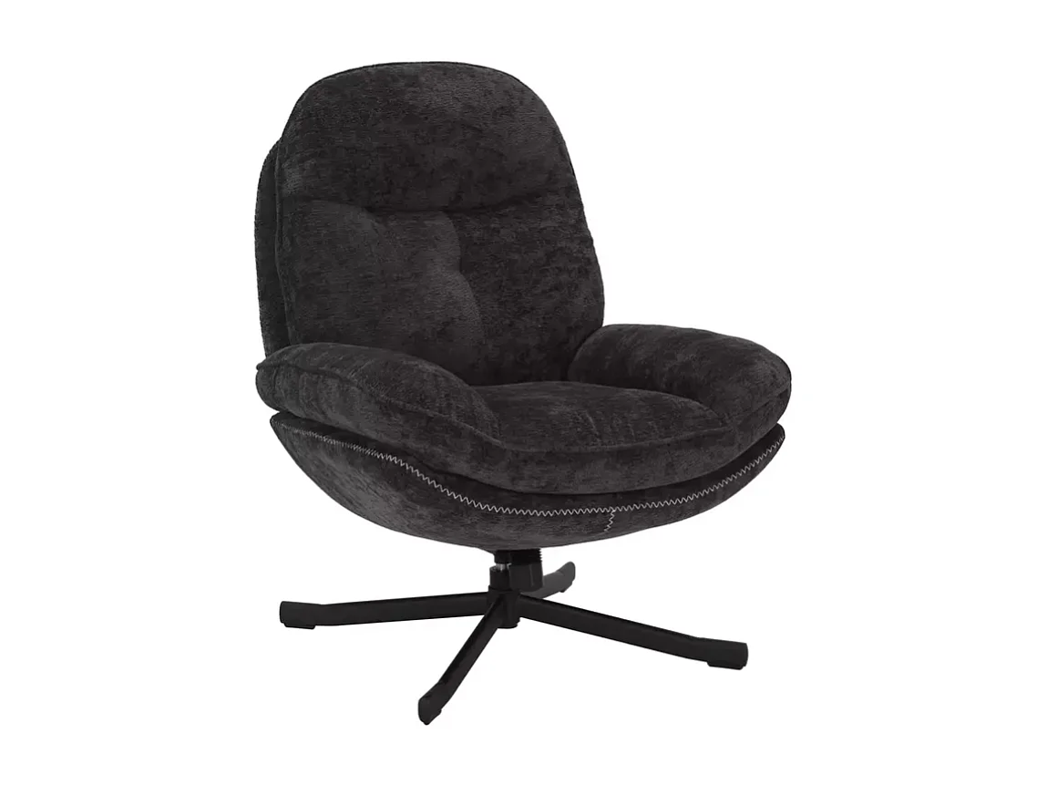 Fauteuil pivotant à 360° en tissu moelleux sans accoudoirs noir NALAK