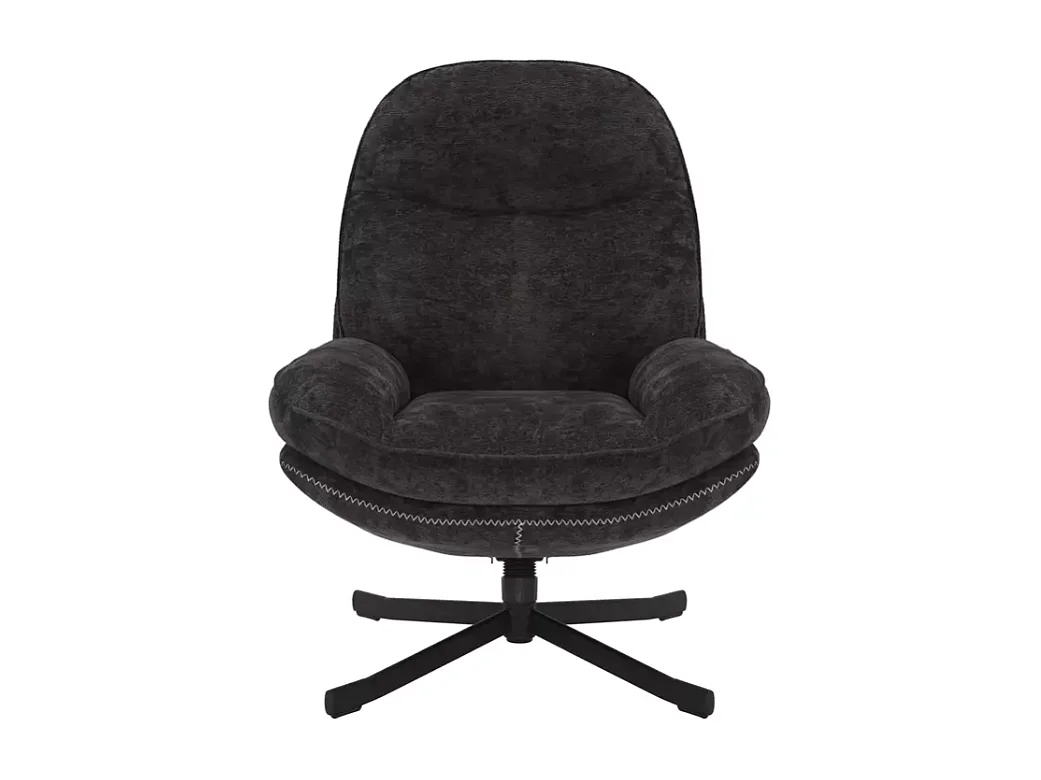 Fauteuil pivotant à 360° en tissu moelleux sans accoudoirs noir NALAK