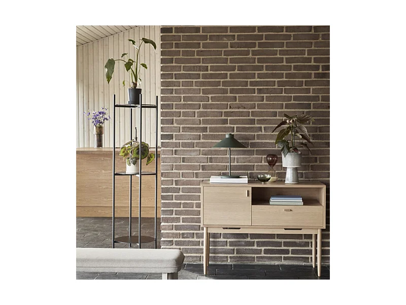 Etagère haute ronde en placage frêne MORNA