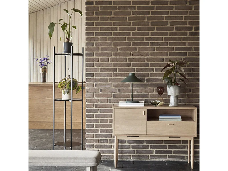 Etagère haute ronde en placage frêne MORNA