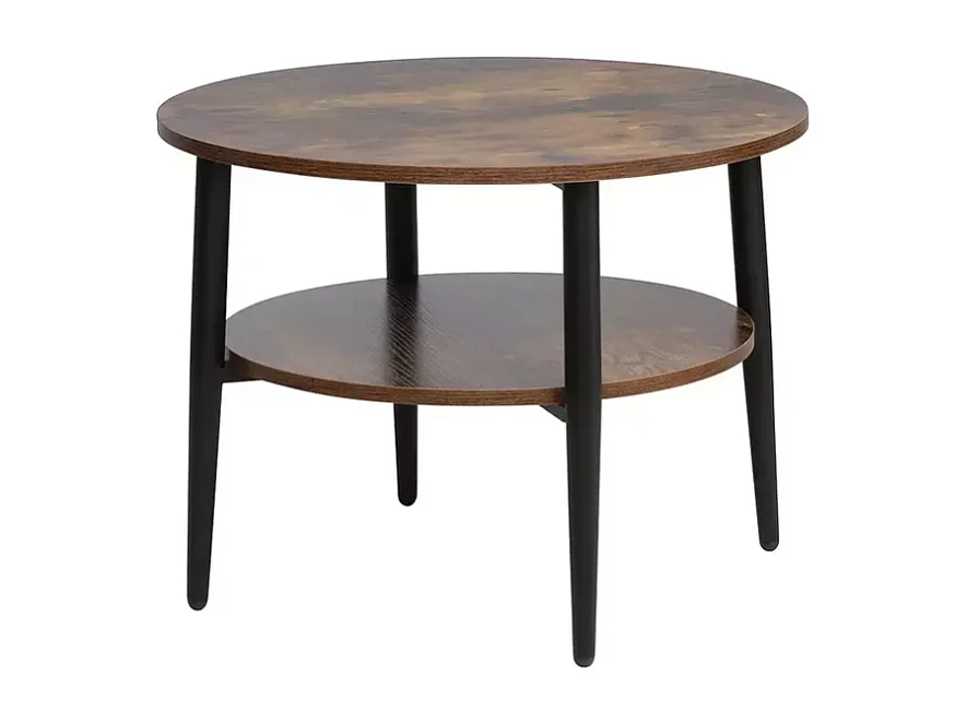 Table basse marron rustique 2 étages 60 cm XIRES