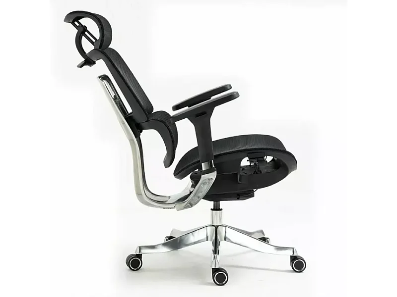 Chaise de bureau haut de gamme ergonomique réglable avec accoudoirs 4D et grande profondeur d'assise, coloris noir LORES2