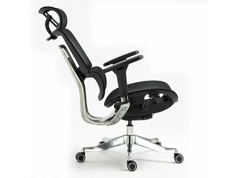 Chaise de bureau haut de gamme ergonomique réglable avec accoudoirs 4D et grande profondeur d'assise, coloris noir LORES2