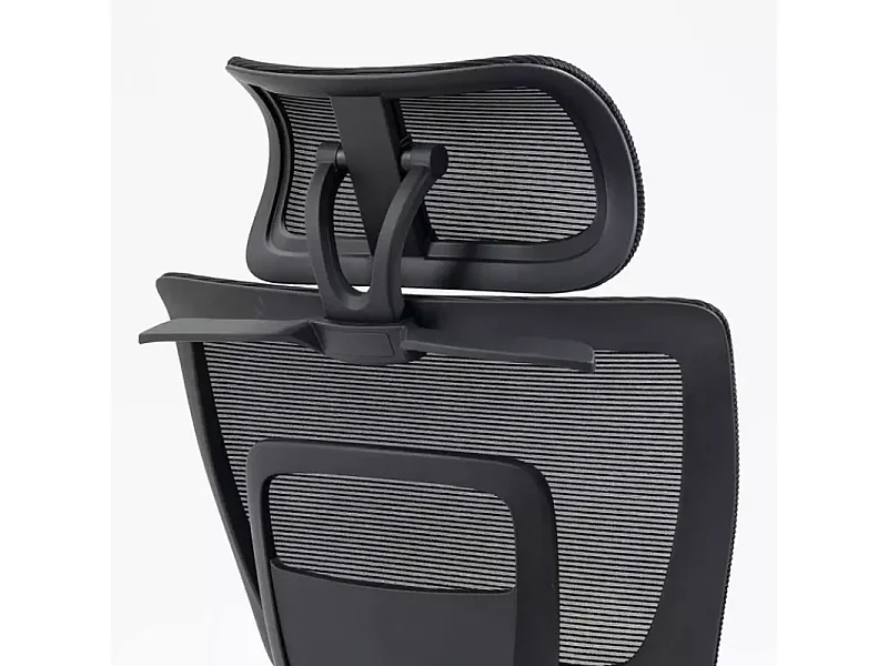 Chaise de bureau ergonomique réglable avec accoudoirs 4D et grande profondeur d'assise, coloris noir LORES3