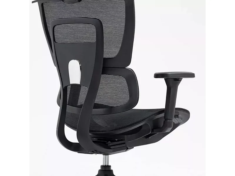 Chaise de bureau ergonomique réglable avec accoudoirs 4D et grande profondeur d'assise, coloris noir LORES3