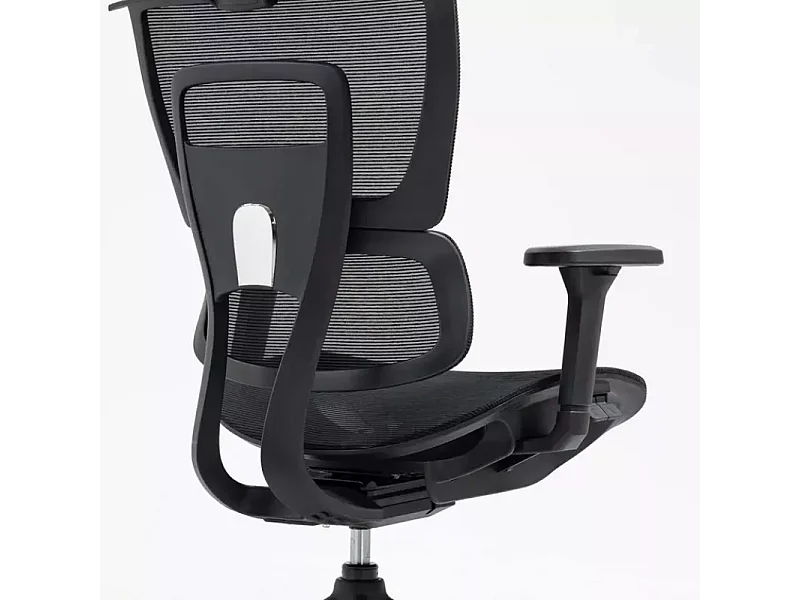 Chaise de bureau ergonomique réglable avec accoudoirs 4D et grande profondeur d'assise, coloris noir LORES3