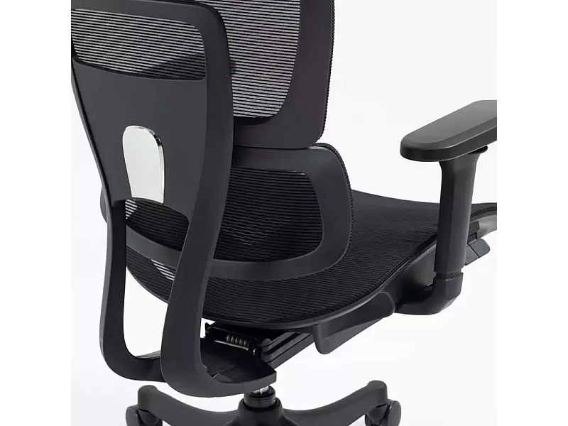 Chaise de bureau ergonomique réglable avec accoudoirs 4D et grande profondeur d'assise, coloris noir LORES3