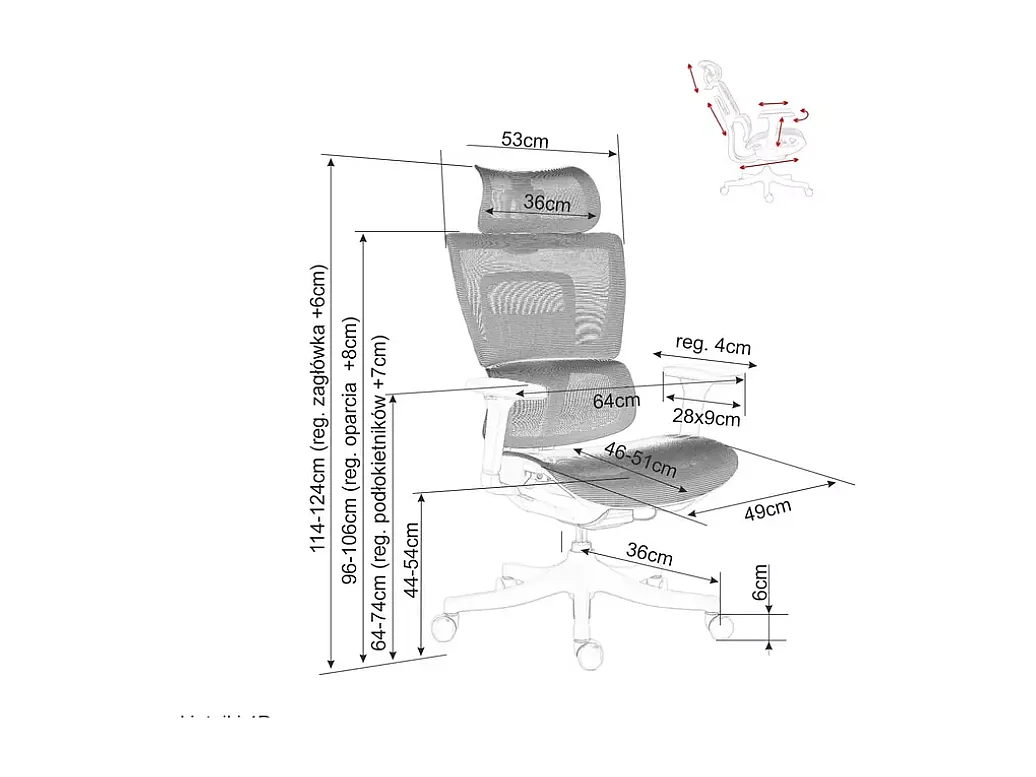 Chaise de bureau ergonomique réglable avec accoudoirs 4D et grande profondeur d'assise, coloris gris LORES3