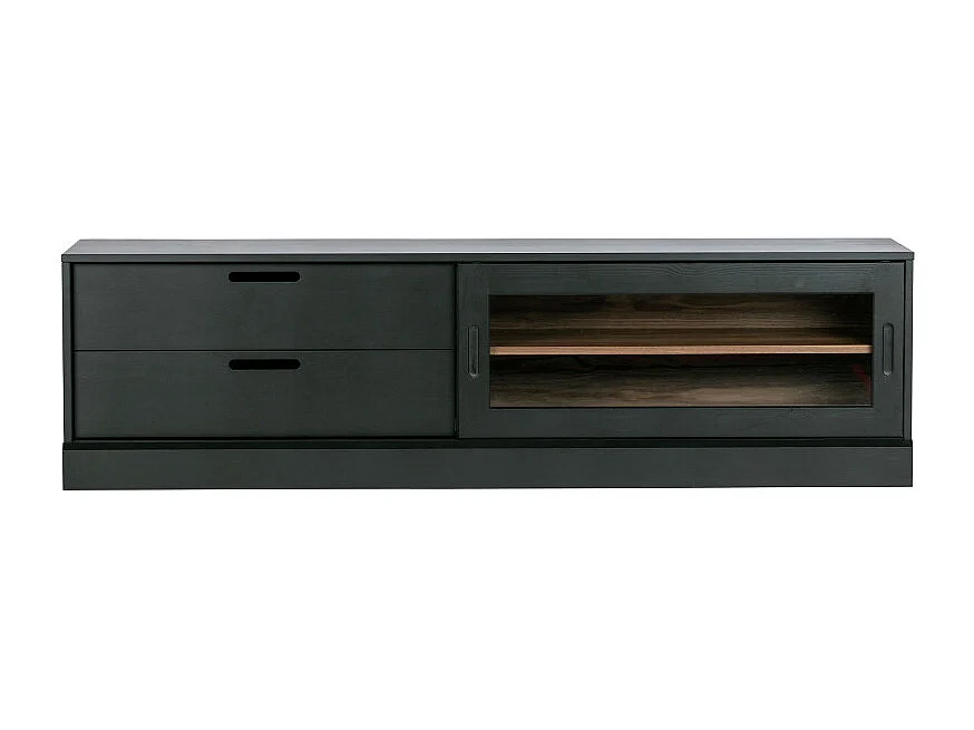 Meuble TV 180cm en bois de pin massif noir RAMERY