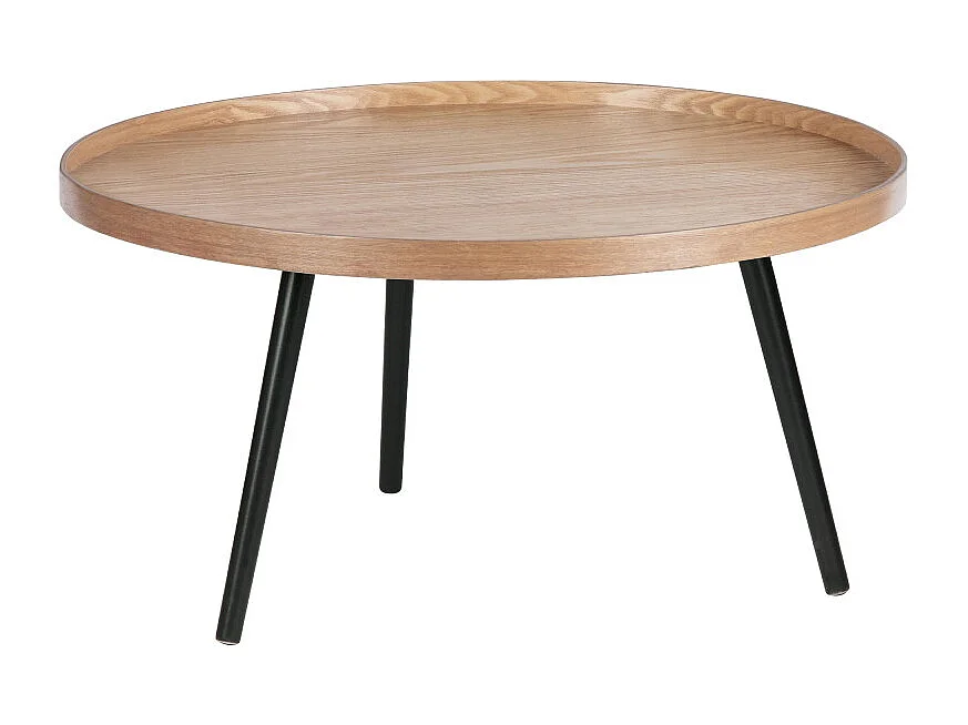 Table basse ronde 78cm en bois pieds métal noir MESSA