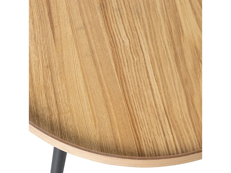 Table basse ronde 78cm en bois pieds métal noir MESSA