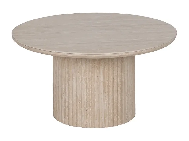 Table basse THYMORIA ronde pierre beige 70 cm pied cannelé