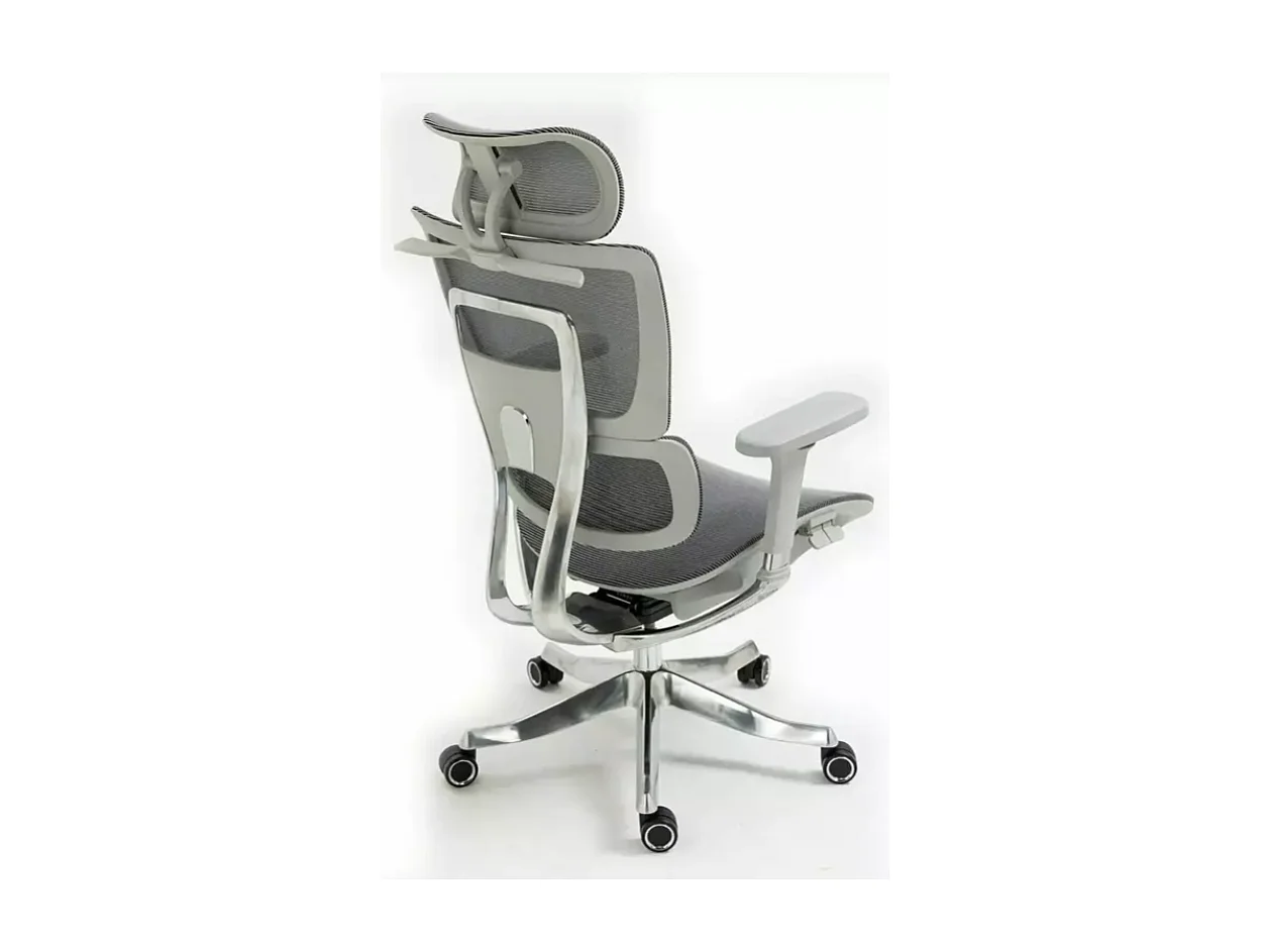 Chaise de bureau haut de gamme ergonomique réglable avec accoudoirs 4D et grande profondeur d'assise, coloris gris LORES2