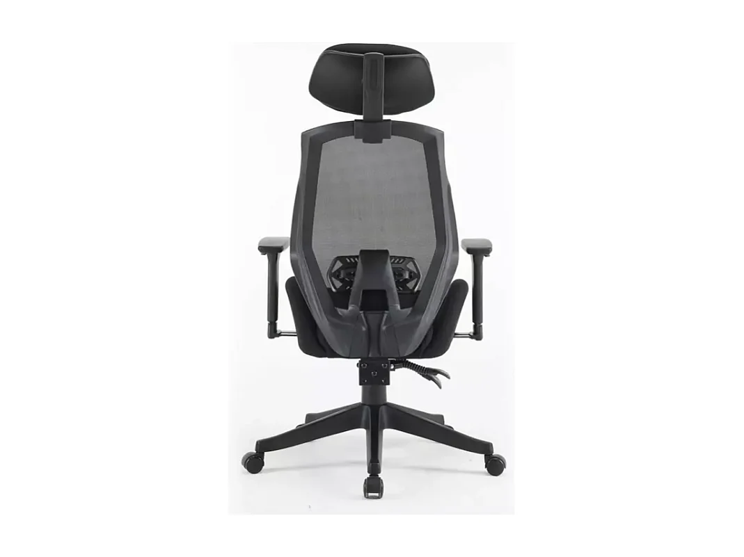 Chaise de bureau ergonomique réglable avec accoudoirs, appui-tête et support lombaire, coloris noir LORES