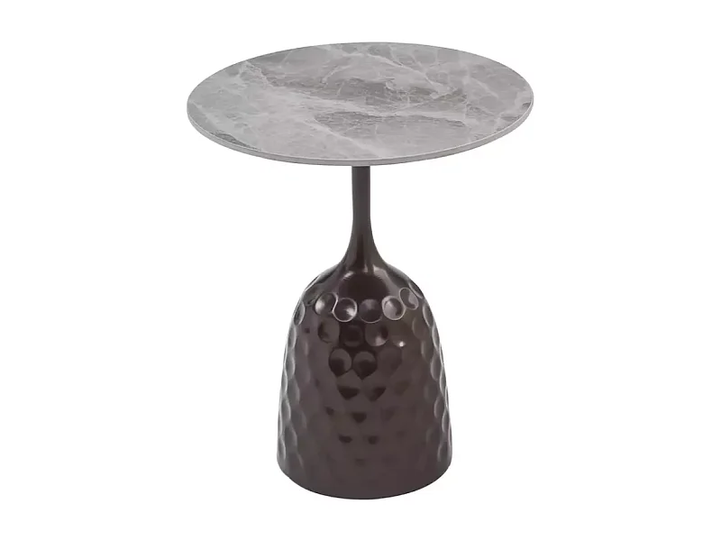 Table basse moderne originale gris finition marbre et bronze antique INANO