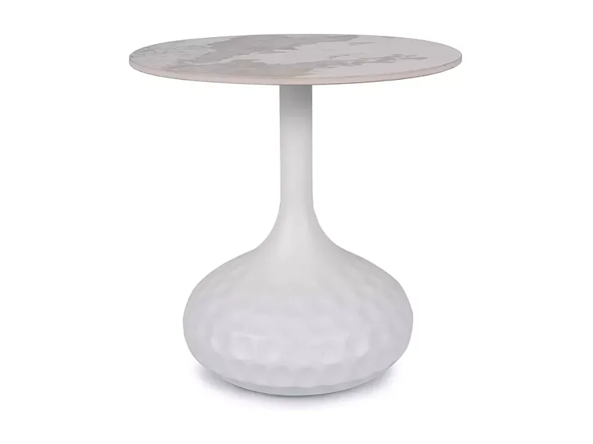 Table basse moderne céramique style contemporain finition marbre blanc 49 cm SANTORA