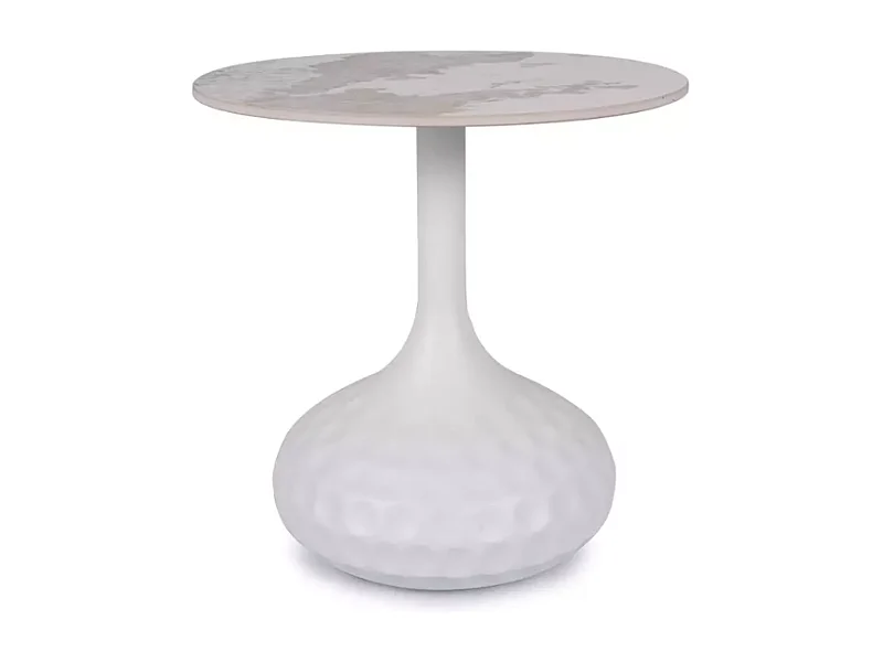Table basse moderne céramique style contemporain finition marbre blanc 49 cm SANTORA