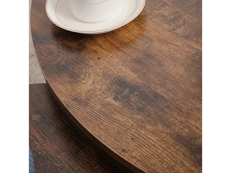 Table basse marron rustique 2 étages 80 cm XIRES