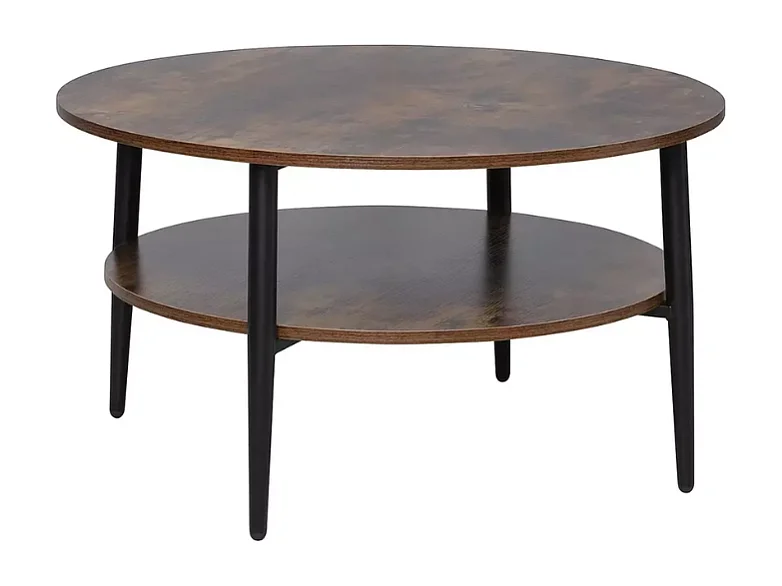 Table basse marron rustique 2 étages 80 cm XIRES