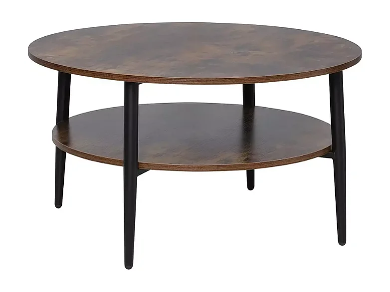 Table basse marron rustique 2 étages 80 cm XIRES