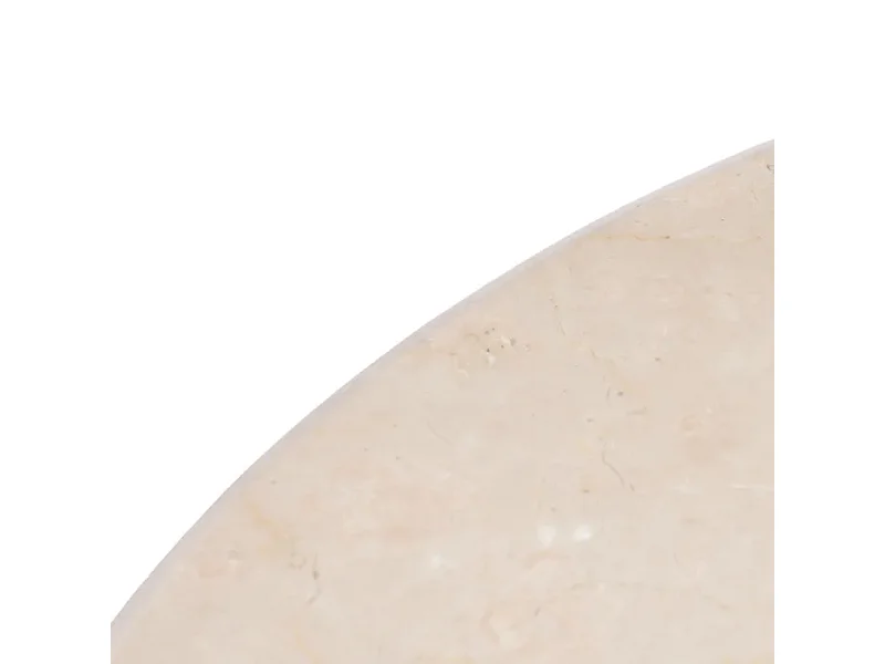 Table basse ronde 76 cm crème et bois strié, plateau marbre naturel veiné à l'aspect unique AURA