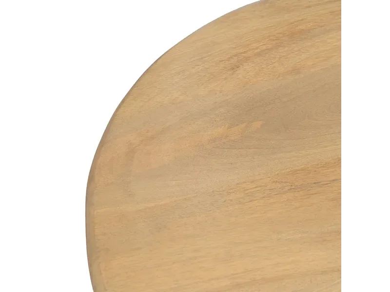 Table basse ovale bois manguier double colonne rainurée élégante AQUILON