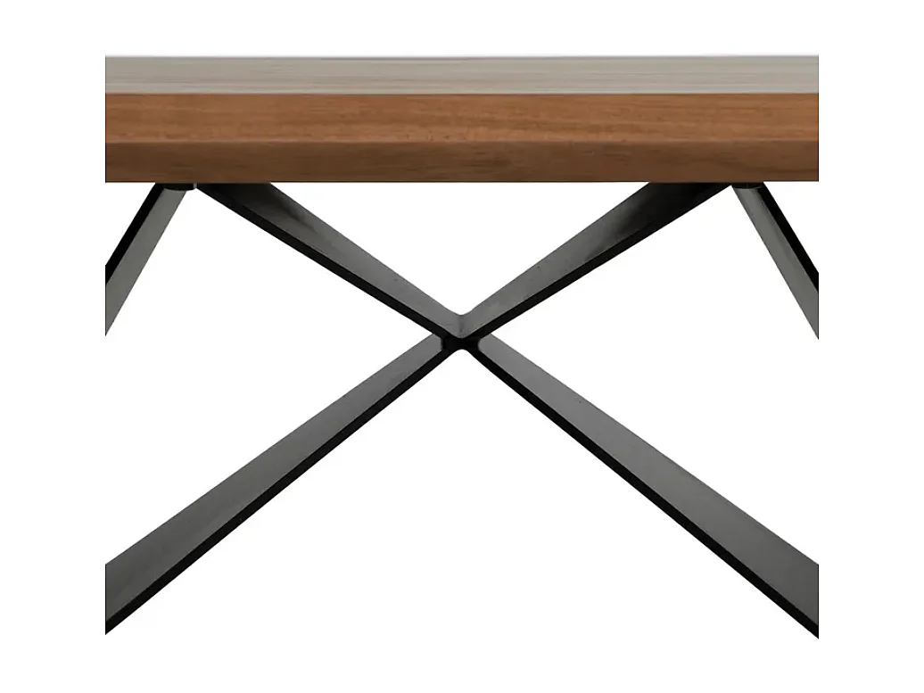 Table basse acacia huilé plateau naturel piètement acier X brute NOROÏA