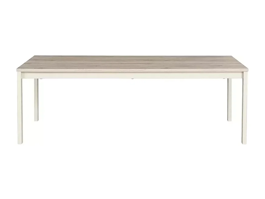 Table basse moderne rectangulaire chêne et blanc cassé de 120 cm ONYXIA