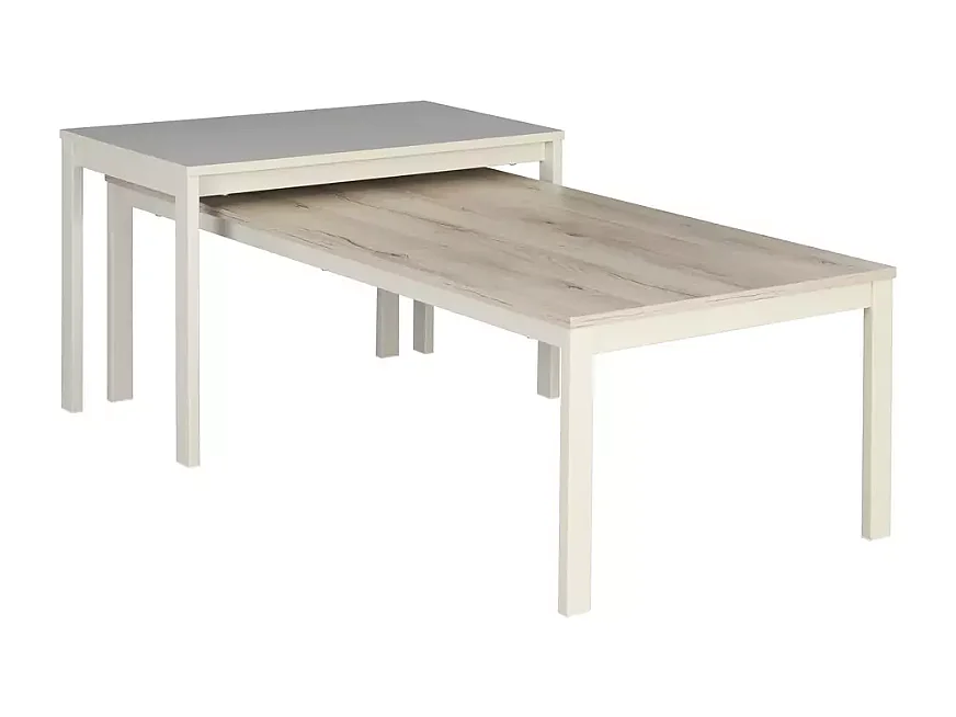 Table basse moderne rectangulaire chêne et blanc cassé de 120 cm ONYXIA