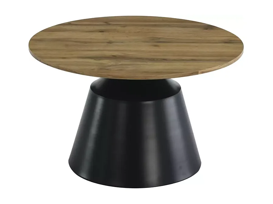 Deux tables basses rondes DOLCENA avec plateau chêne artisanal