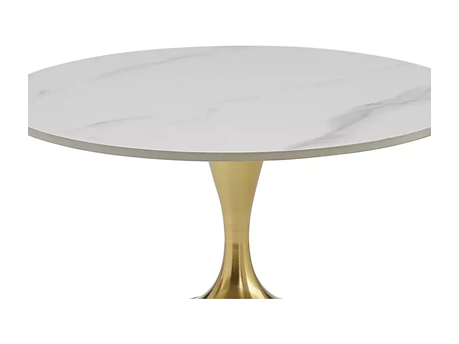 Table basse moderne style contemporain finition marbre blanc et couleur or 50 cm BLEME