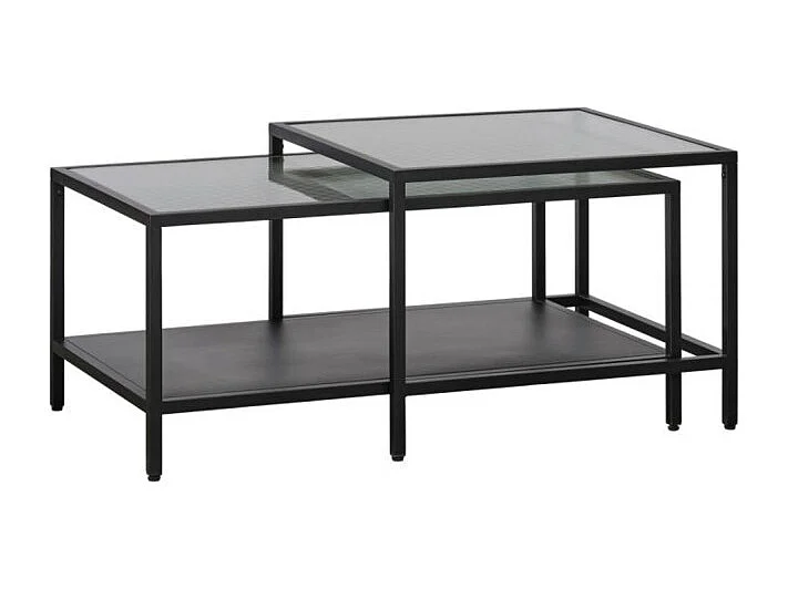 Set de tables gigognes en bois et verre trempé INEZ