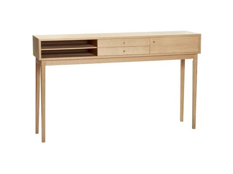 Console scandinave avec compartiments en bois LONGINA