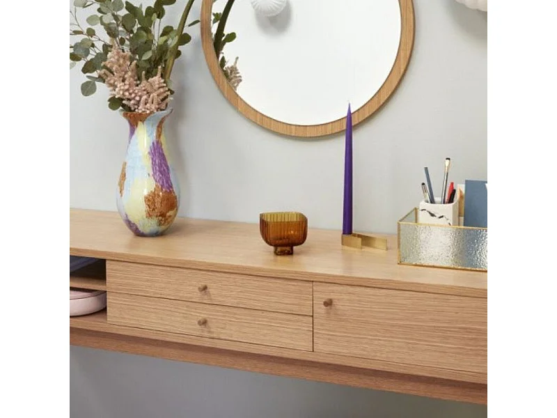 Console scandinave avec compartiments en bois LONGINA