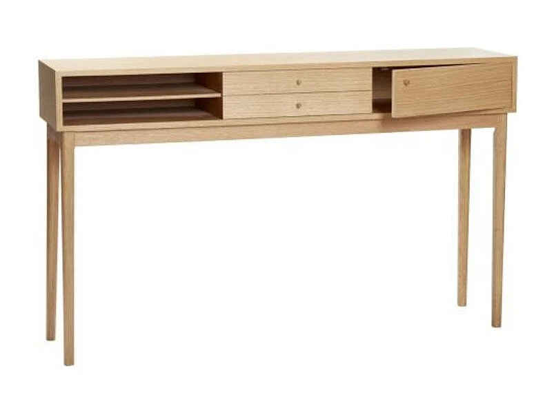 Console scandinave avec compartiments en bois LONGINA