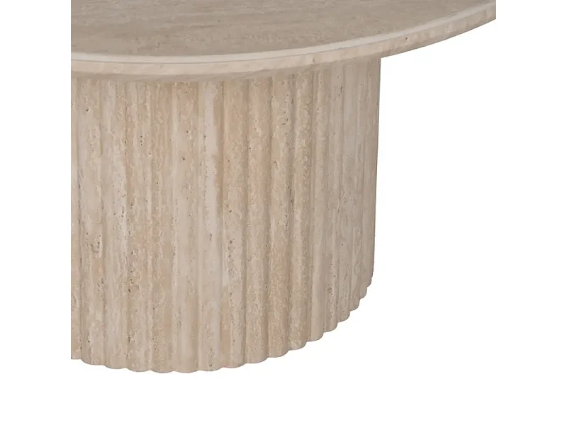Table basse ronde THYMORIA pierre beige 90 cm pied cannelé