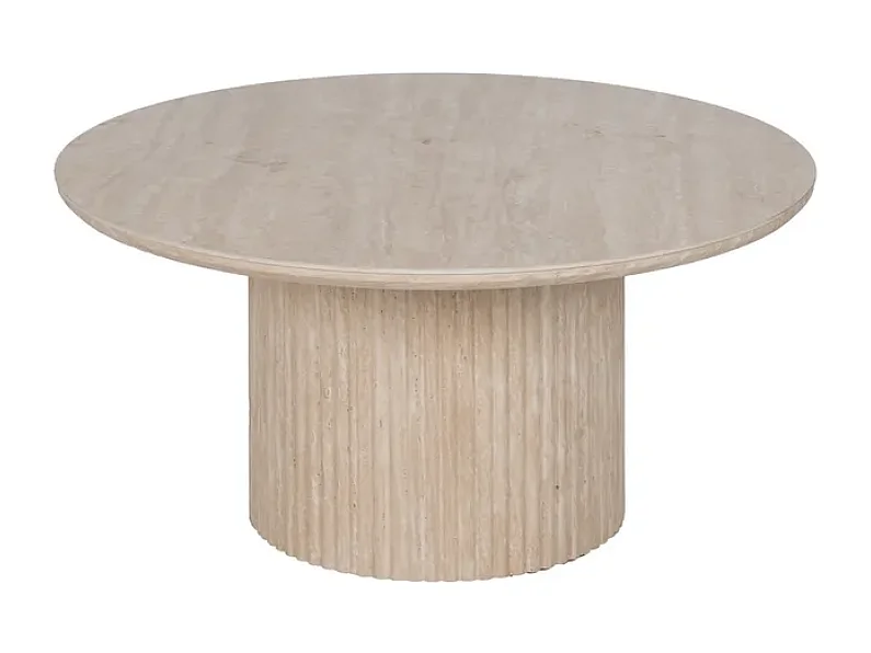 Table basse ronde THYMORIA pierre beige 90 cm pied cannelé