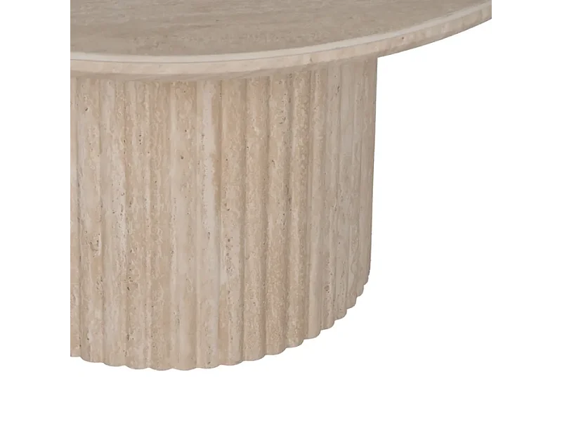 Table basse ronde THYMORIA pierre beige 90 cm pied cannelé