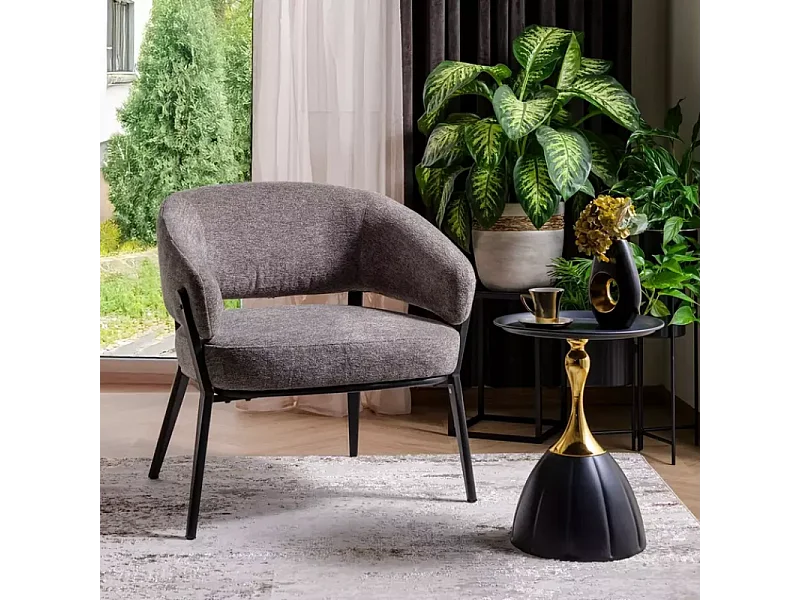 Table basse moderne style contemporain moderne en métal noir et or ORLENA