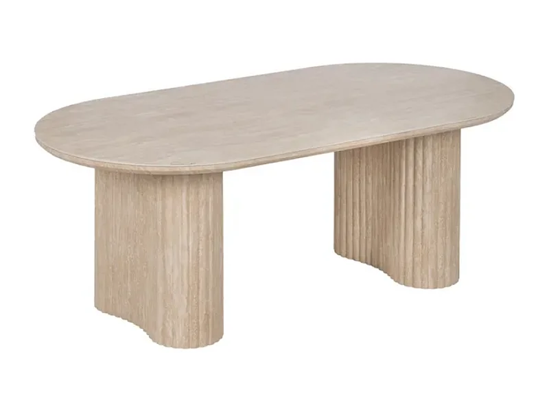 Table basse THYMORIA ovale pierre beige 120 cm double pieds