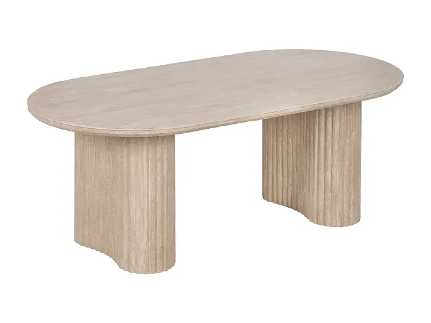 Table basse THYMORIA ovale pierre beige 120 cm double pieds