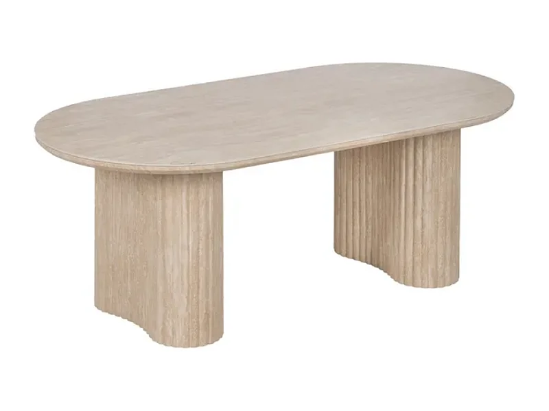 Table basse THYMORIA ovale pierre beige 120 cm double pieds