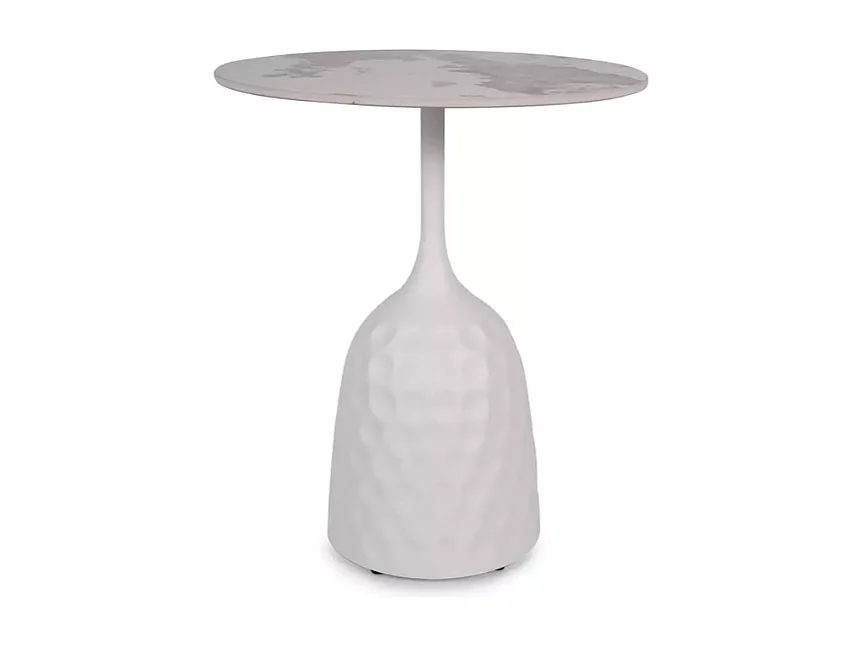 Table basse moderne céramique style contemporain finition marbre blanc 60 cm SANTORA