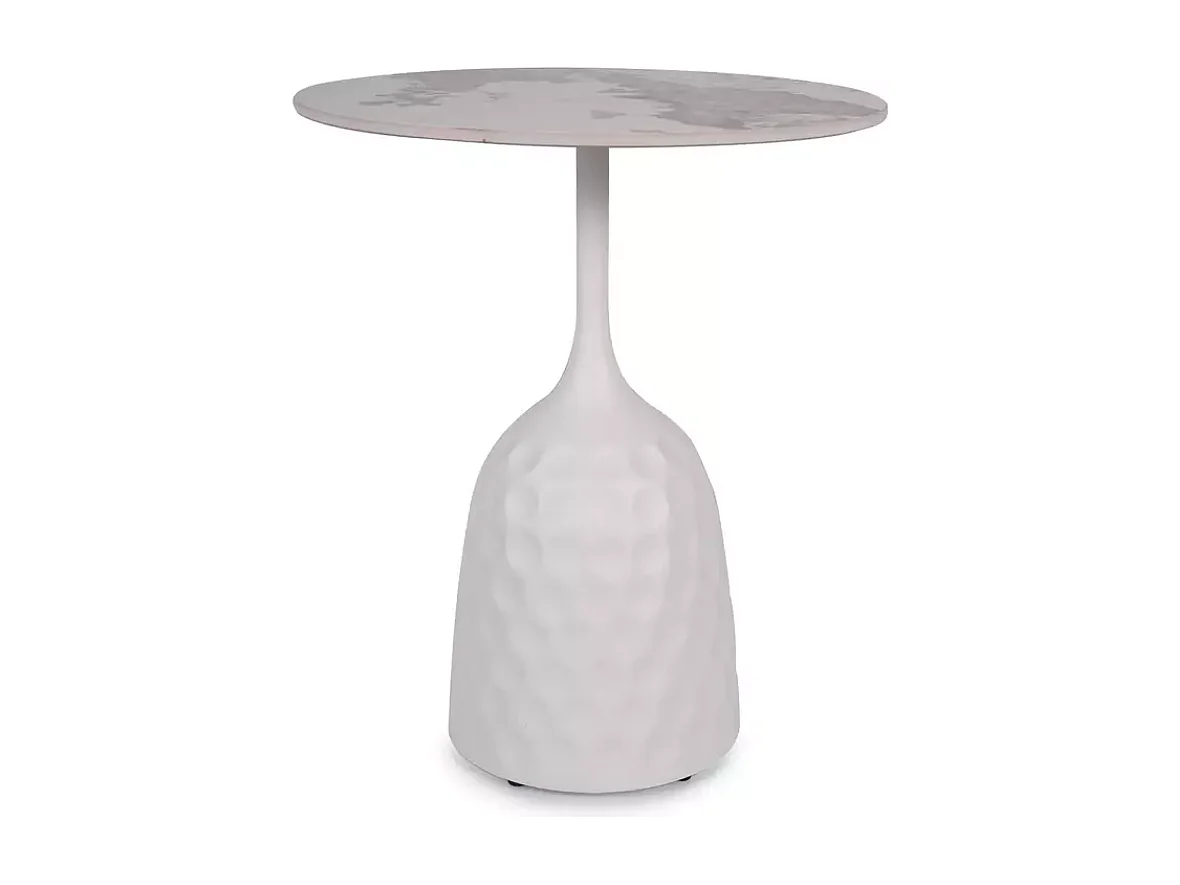 Table basse moderne céramique style contemporain finition marbre blanc 60 cm SANTORA