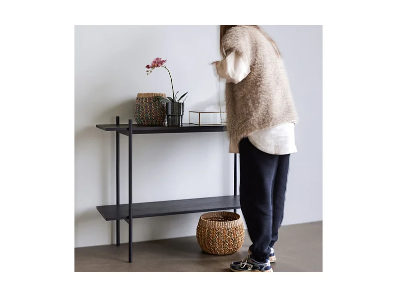 Console 2 plateaux en placage frêne MORNA