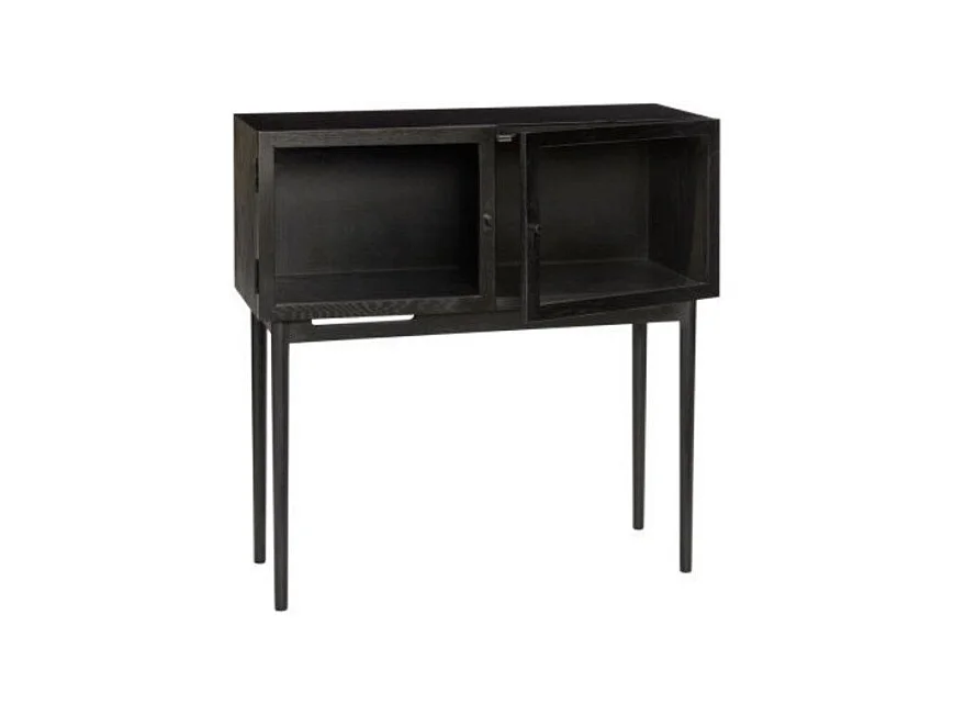 Console 2 portes vitrées en bois noir MUSEA